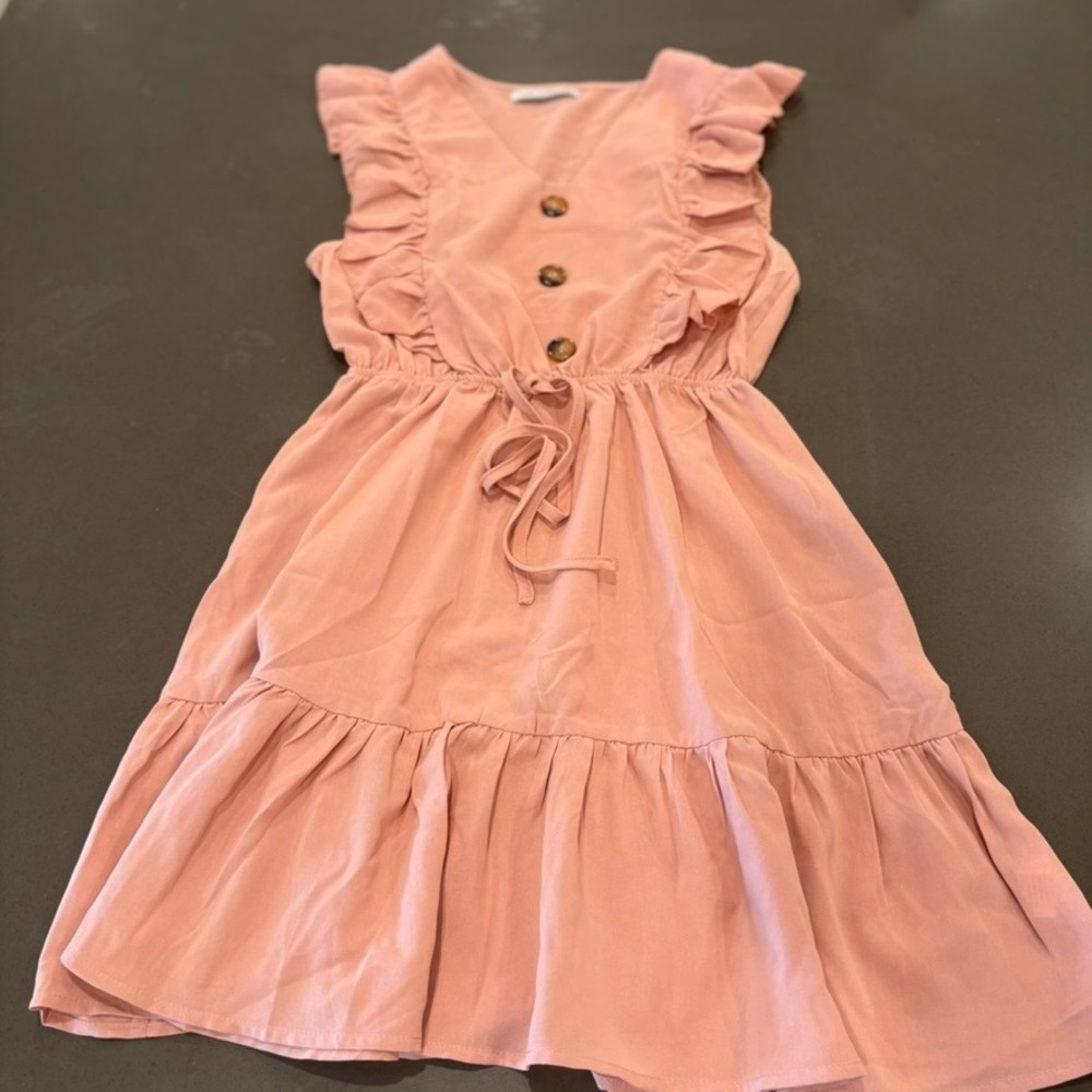 Miss Sparkling Pink Ruffle Sleeveless Mini Dress Tiered Hem Size Medium